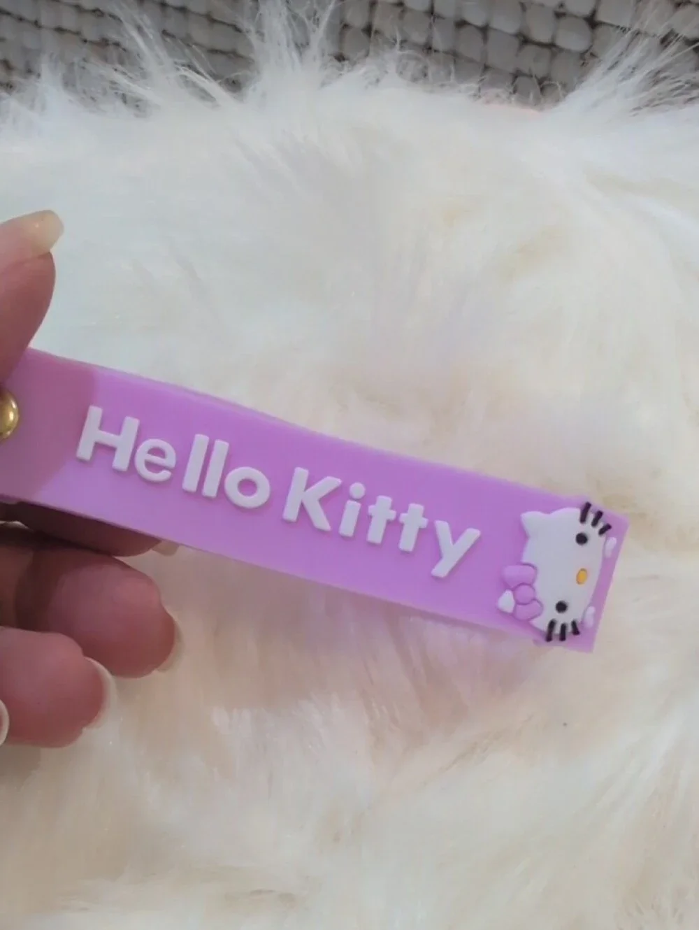 Hello Kitty Purple and White Silicone Keychain Bag Charm